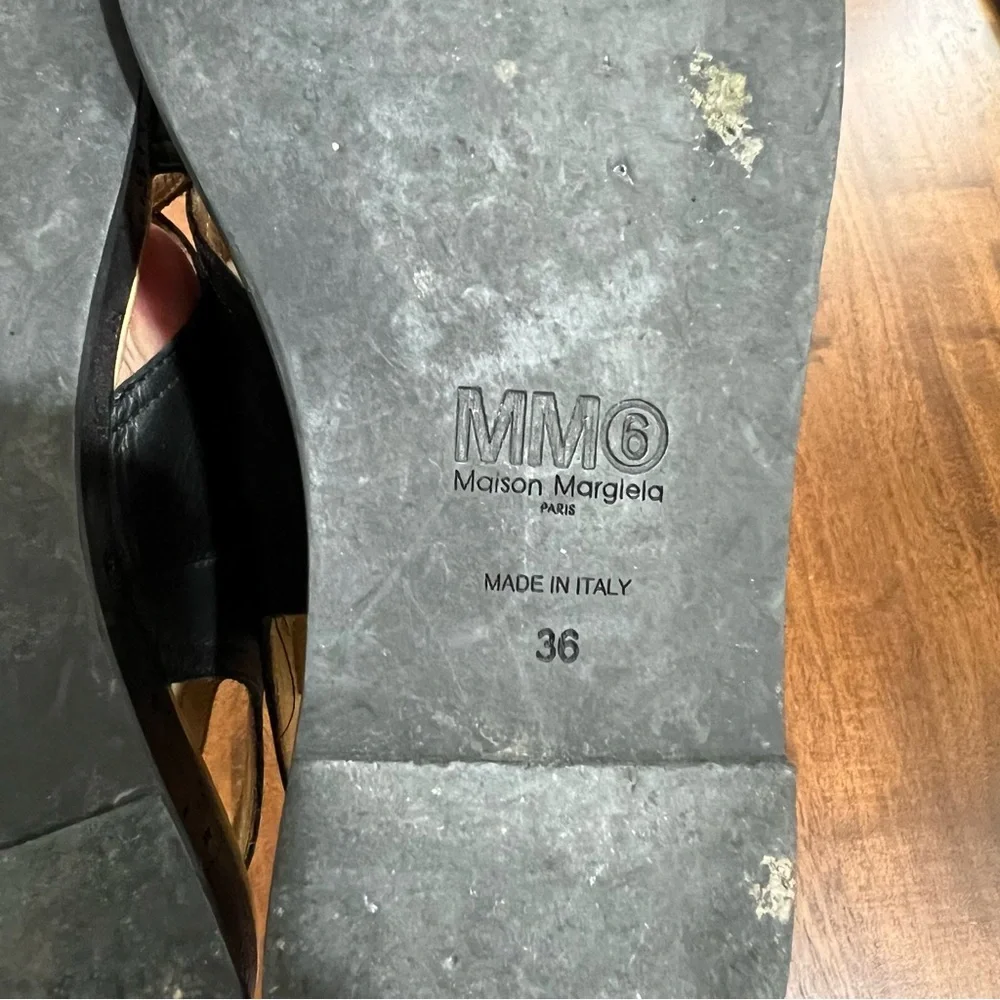 MM6 By Maison Margiela Leather Western Slingback Flatform Sandals Size 36